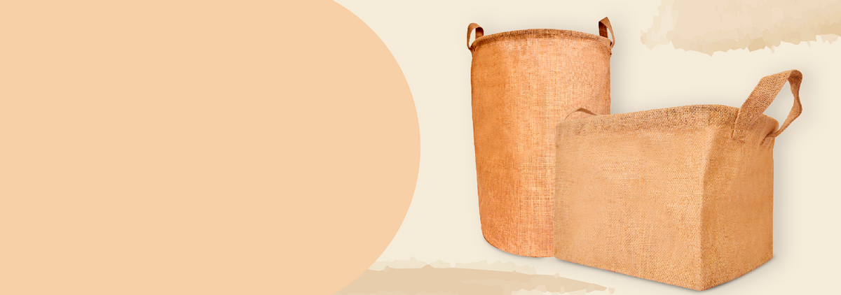 Sustainable jute storage baskets and home organization solutions