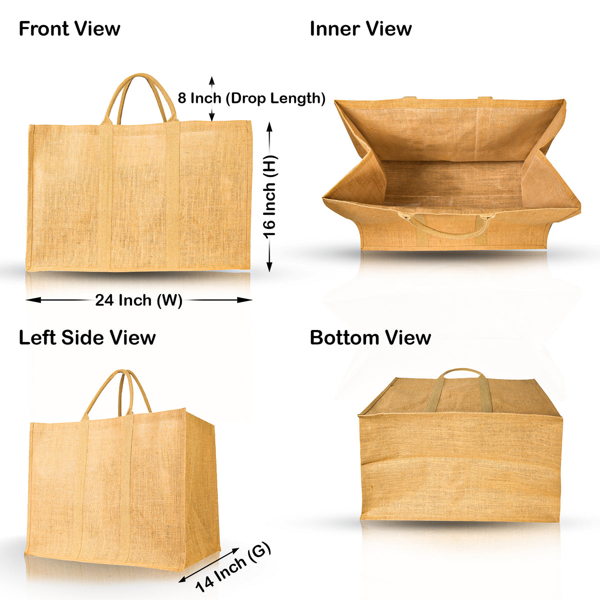Eco-Friendly Jute Burlap Tote Bags – Reusable Bags for Beach, Grocery, Gifts & Daily Use (Set of 12)