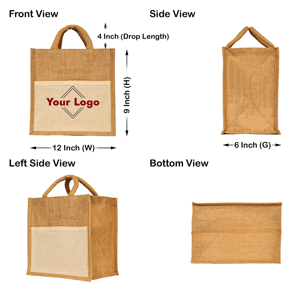 Multipurpose Jute Burlap Tote Bags – Reusable Totes for Shopping, Beach, Gifts, DIY Crafts, Travel & Weddings (Set of 8)