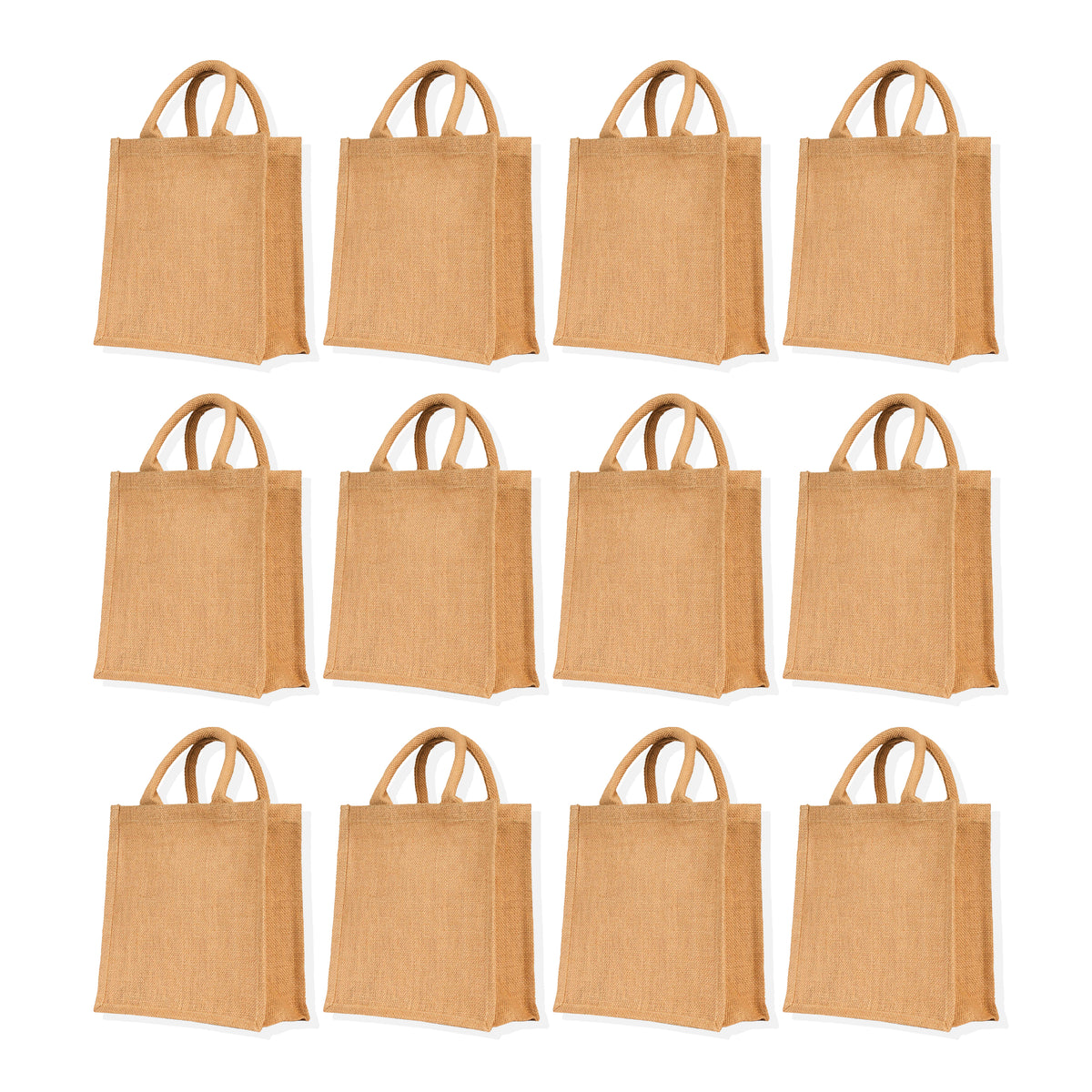Eco-Friendly Jute Bags – Reusable Burlap Beach & Grocery Totes for Gifts, Grocery, Party Favors, Beach & Daily Use (Set of 12)