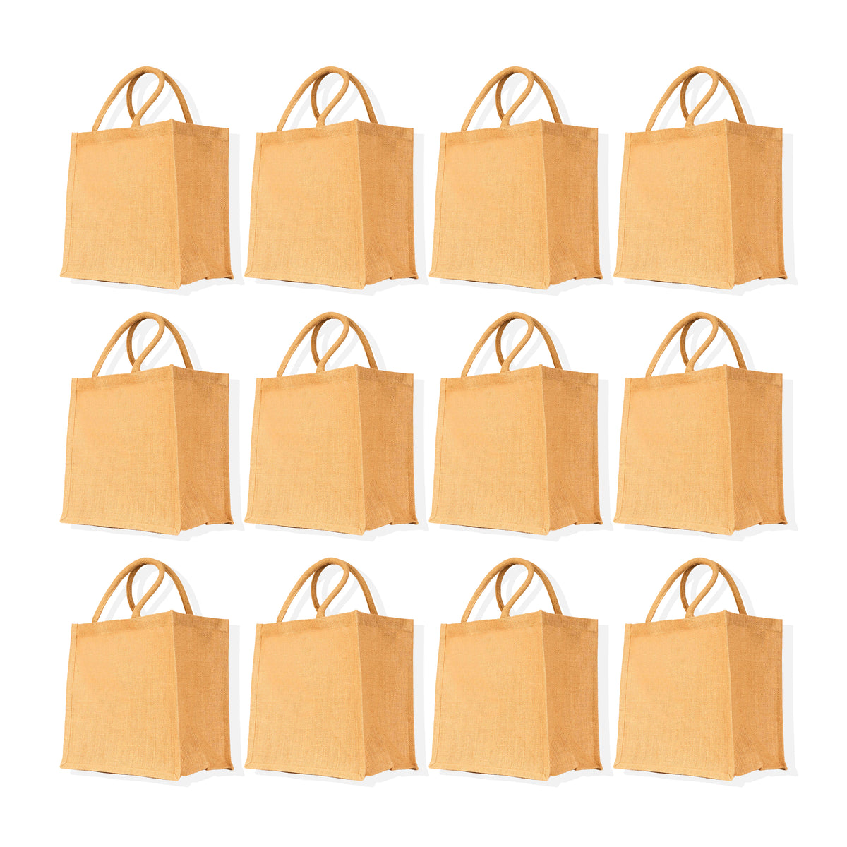 Unisex Jute Tote Bag, Reusable Shopping Bags, Wedding, Gift, Bulk Kitchen Reusable Grocery Bags (Packs of 12)