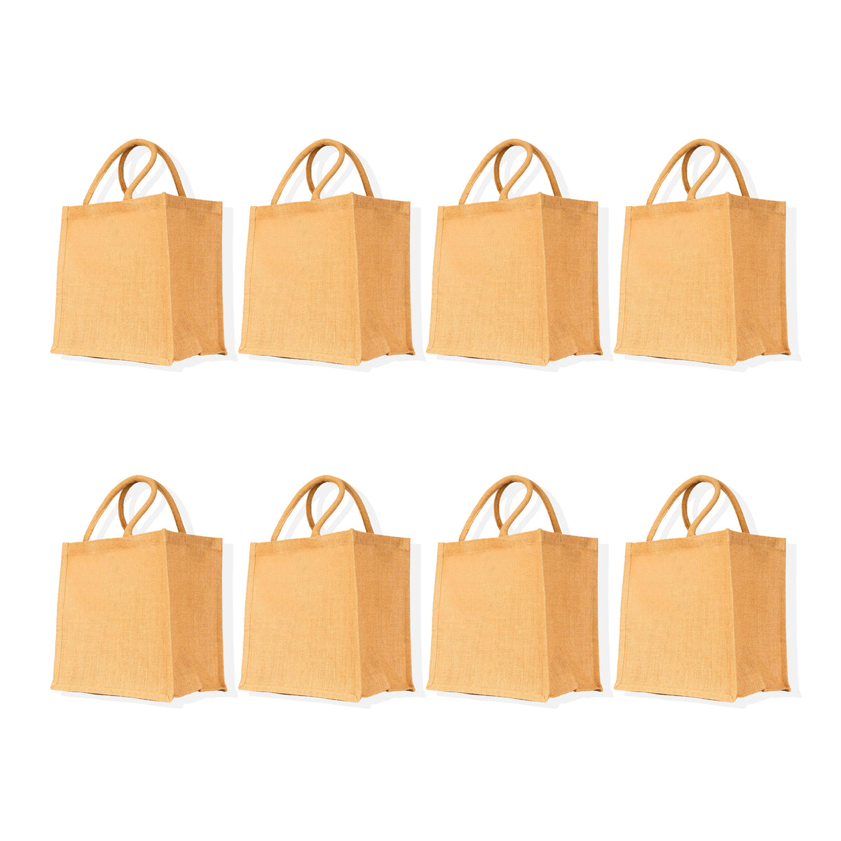Jute Tote Bag, Reusable Shopping Bags, Wedding, Gift, Bulk Kitchen Reusable Grocery Bags (Packs of 8)