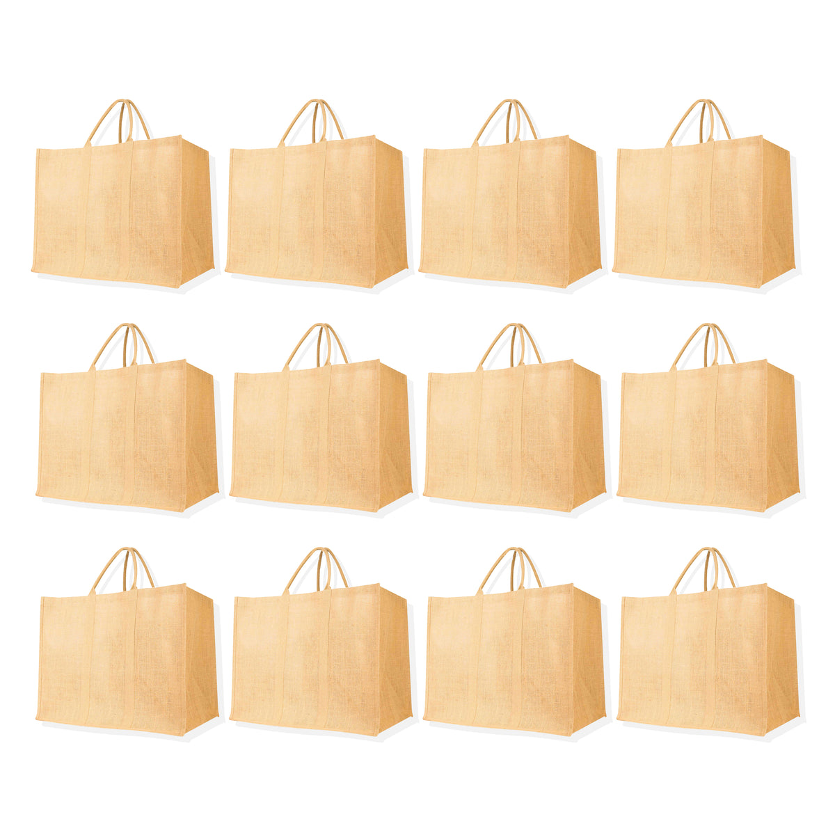 Eco-Friendly Jute Burlap Tote Bags – Reusable Bags for Beach, Grocery, Gifts & Daily Use (Set of 12)