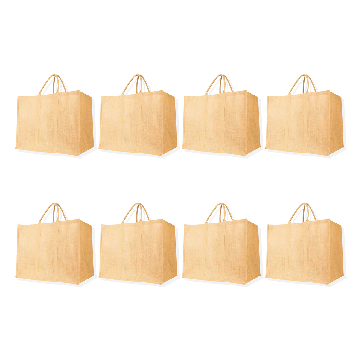 Eco-Friendly Jute Burlap Shopping Tote Bags – Reusable Bags for Beach, Grocery, Gifts & Daily Use (Set of 8)