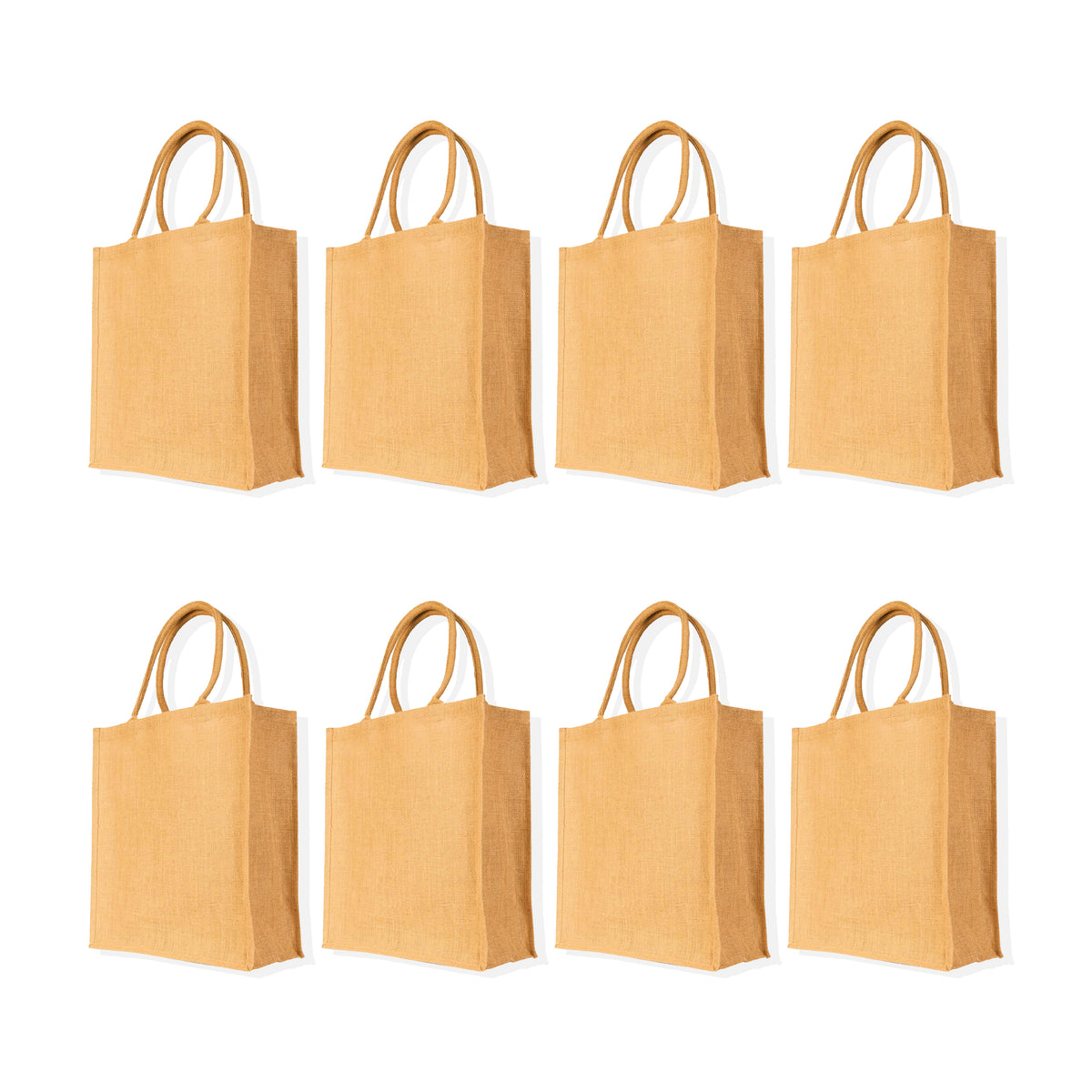 Tote Bags Reusable Jute Tote Beach Bags- Bridesmaid, Shopping Bag, Trip, Wedding Party Burlap Gift Bag (Packs of 8)