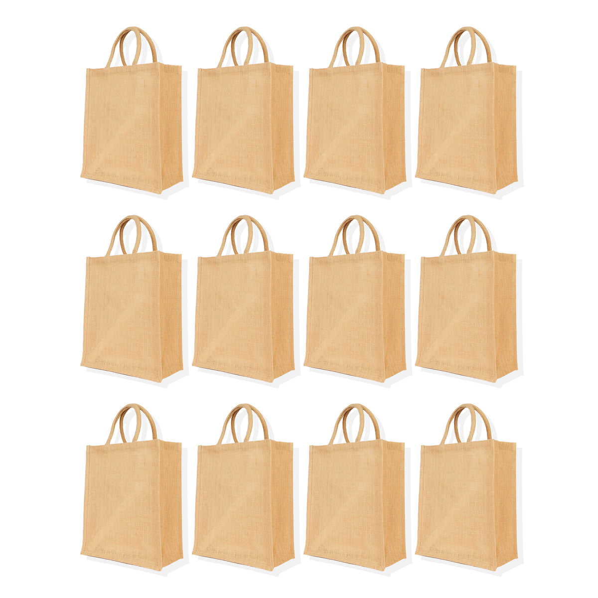 Reusable Jute Tote Bags, Burlap Gift, DIY, Beach, Wedding Use, Market Promotional Shopping Bags (Packs of 12)