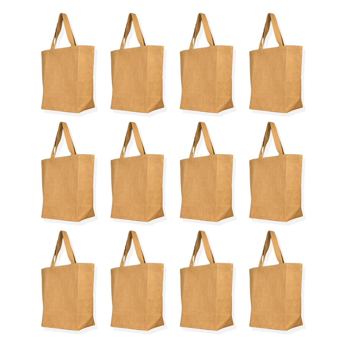 Reusable Jute Tote Bags with Handles – Eco-Friendly Burlap Bags for Groceries, Gifts,Weddings & DIY Crafts (Packs of 12)