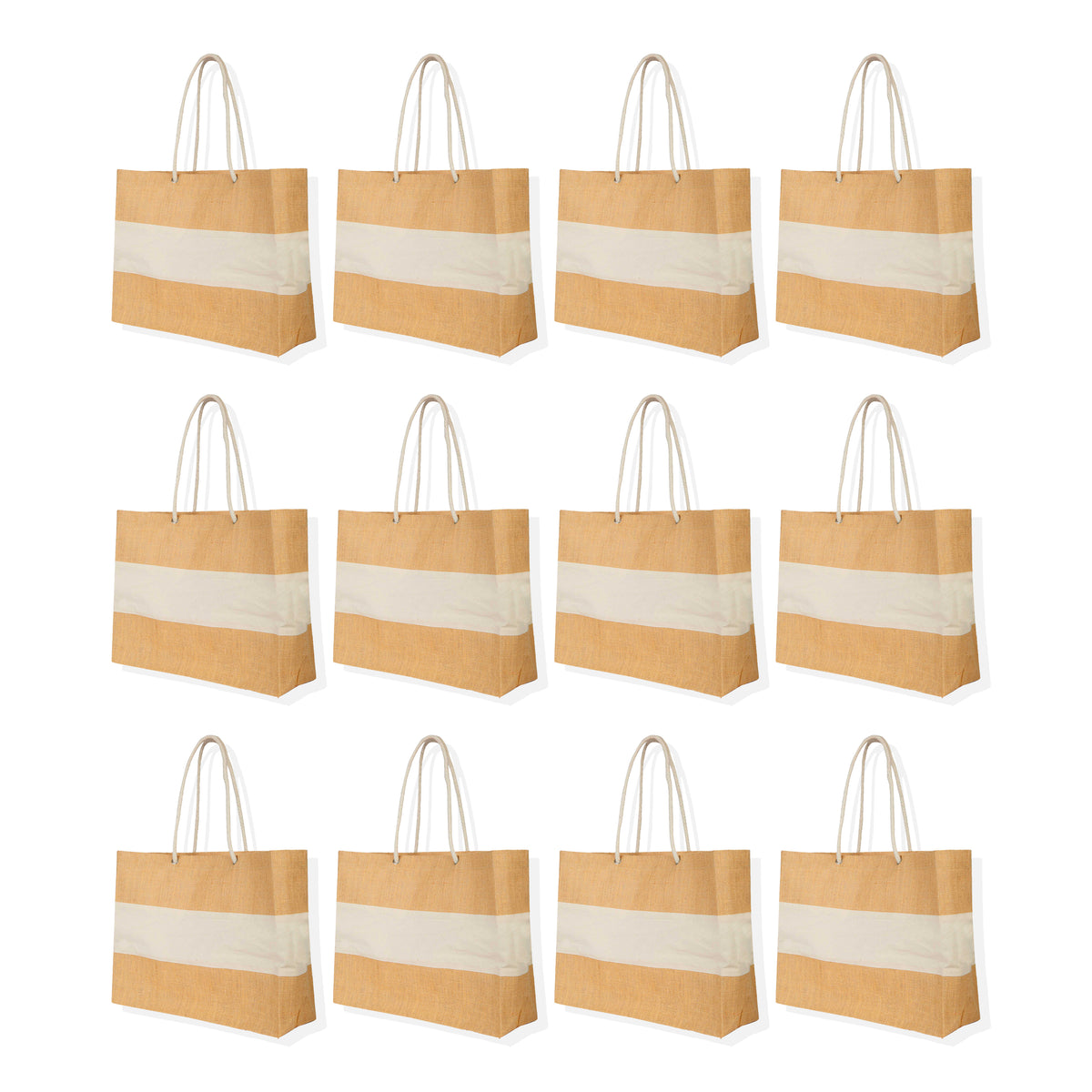 Jute Shopping Bags – Natural Burlap Totes, Reusable for Gifting, Promotions & Everyday Use (Packs of 12)