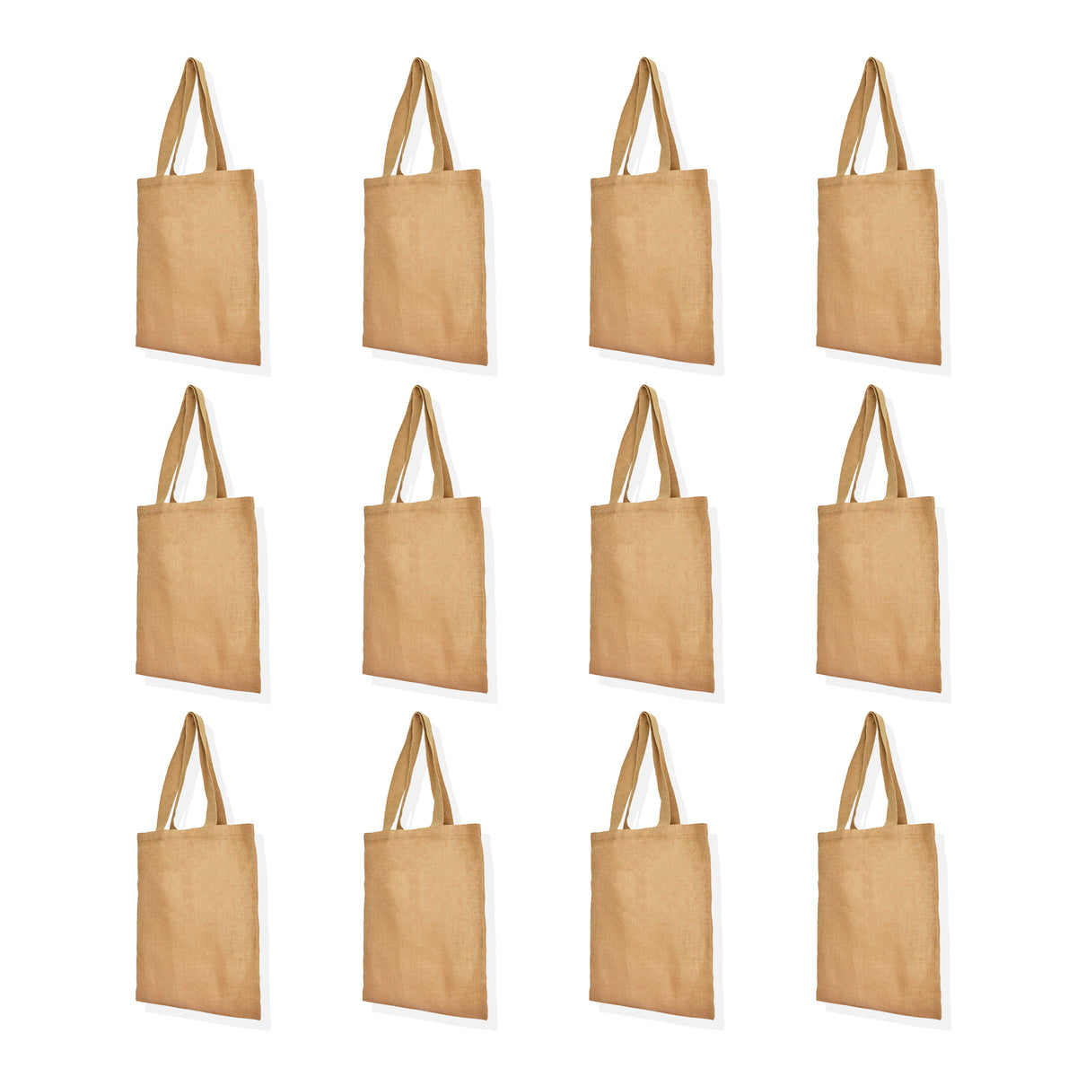 Reusable Jute Burlap Tote Bags with Handles – Eco-Friendly Totes for Beach, Grocery, Parties & Travel (Packs of 12)