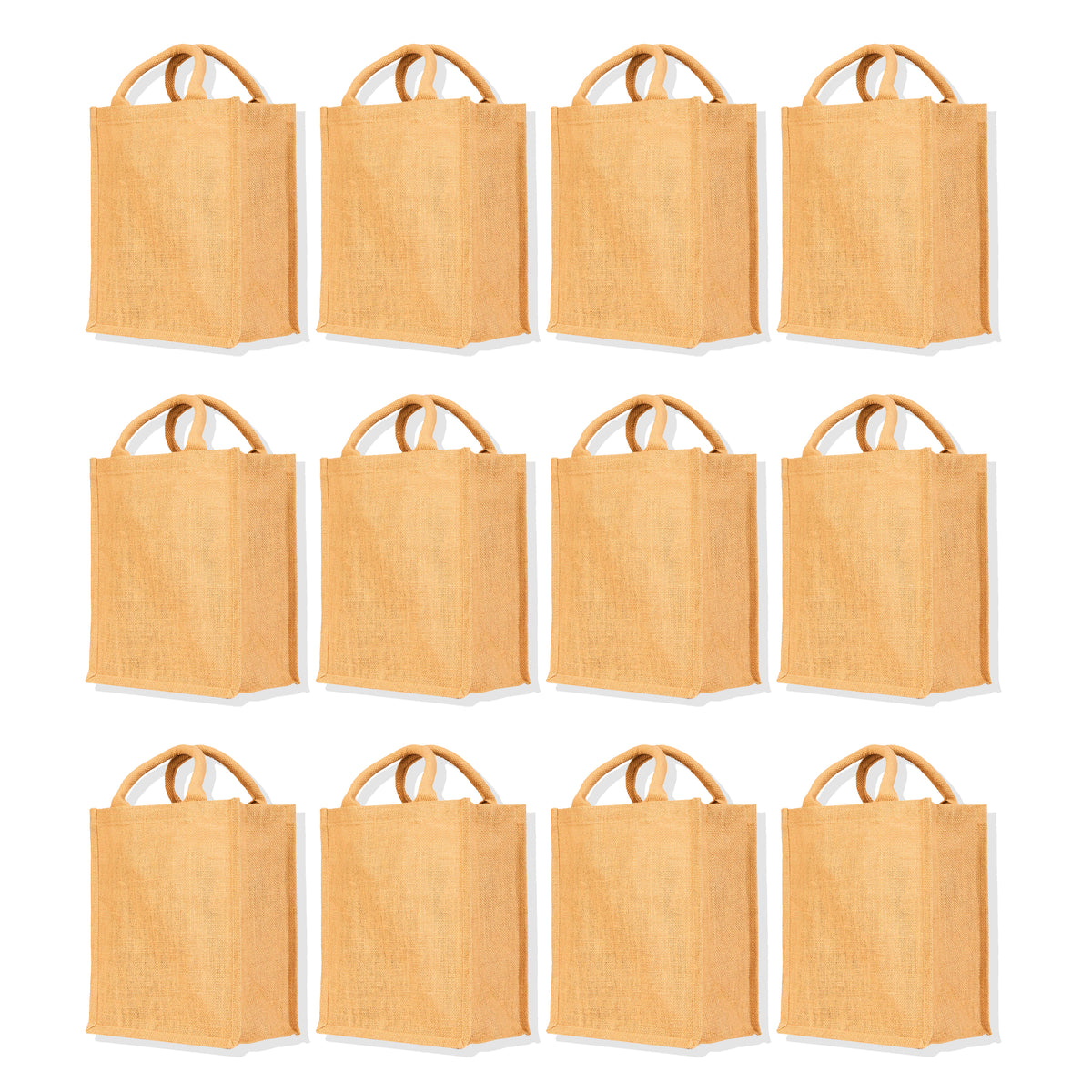 Jute Burlap Tote Bags – Reusable & Durable Eco-Friendly Totes for Shopping, Weddings, Gifts (Packs of 12)