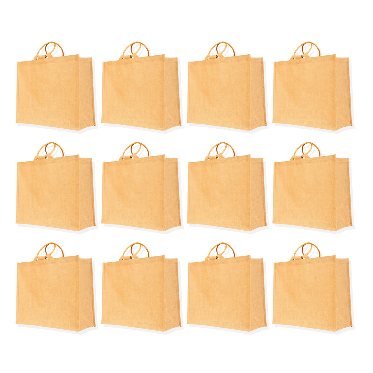 Reusable Jute Tote Bags – Durable Totes for Grocery, Shopping, Gifts, Beach, Weddings & More (Packs of 12)