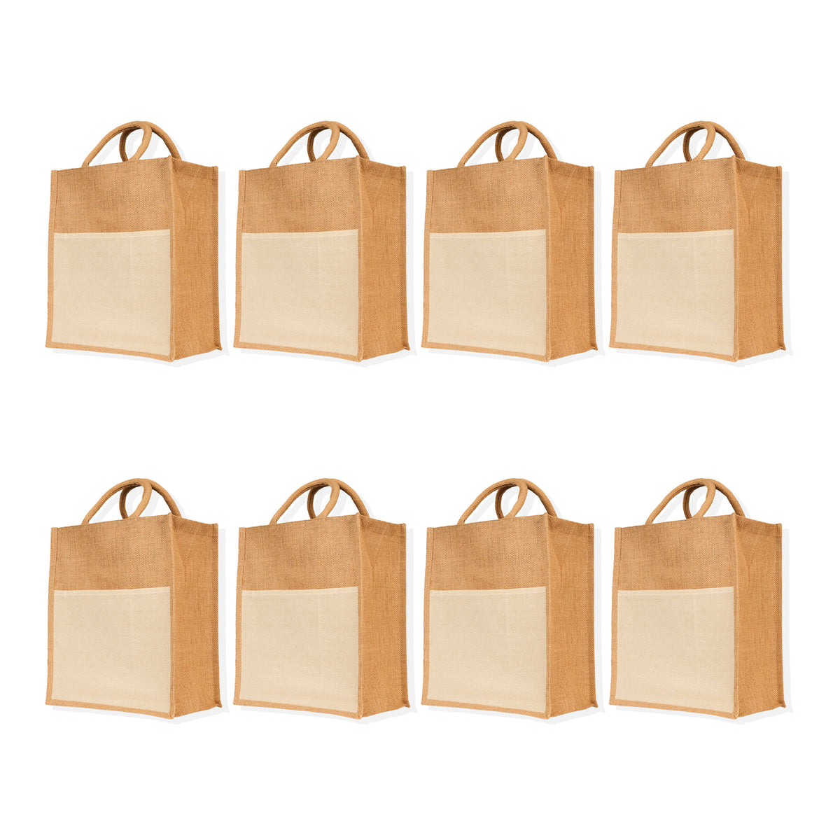 Jute Burlap Tote Bags – Multipurpose Bags for Women, Grocery, Gifting, Shopping, Travel, Beach & Weddings (Set of 8)