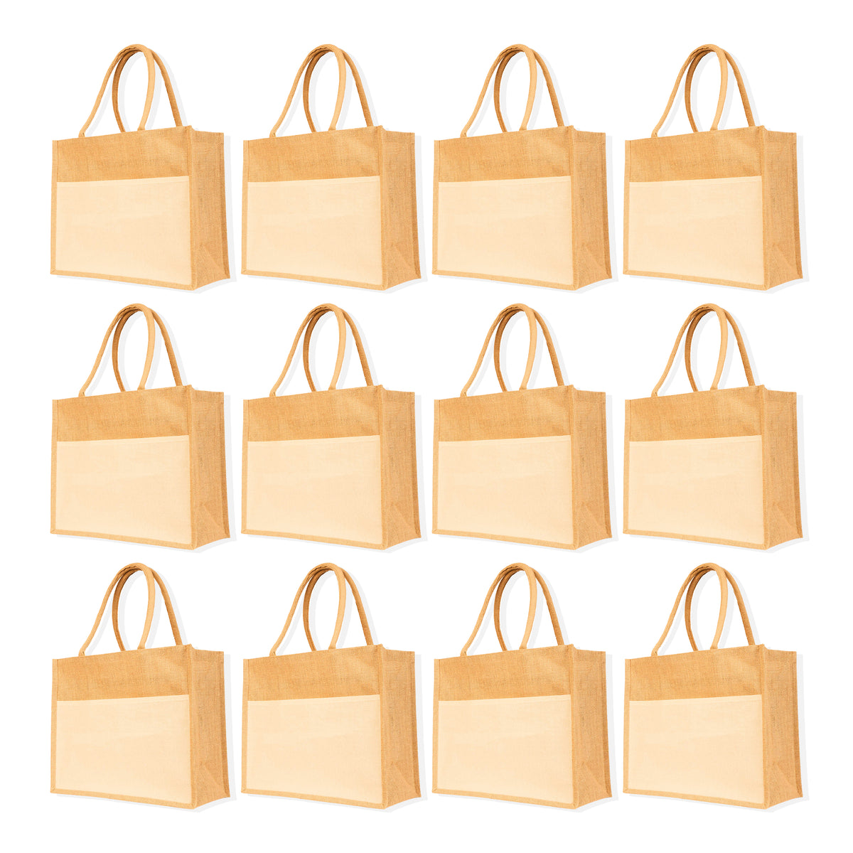 Reusable Jute Tote Bags – Durable Totes Bag for Shopping, Beach, Gifts, DIY Crafts, Travel & Wedding (Packs of 12)