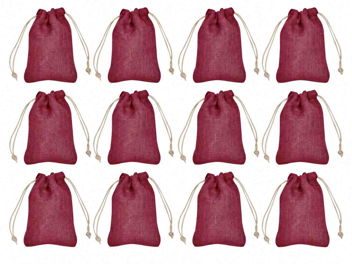 12 Pack 7.87 x 5.9 Inch Jucobee Jute Gift Bags, Multicolour Drawstring Pouches for Jewelry, Crafts, Gifting and Everyday Storage
