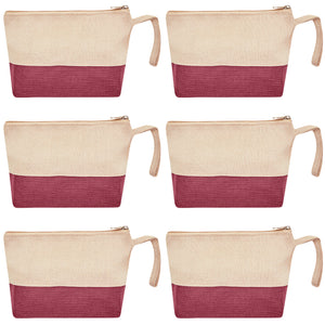 Coloured burlap cosmetic and makeup organizer pouch with zipper closure